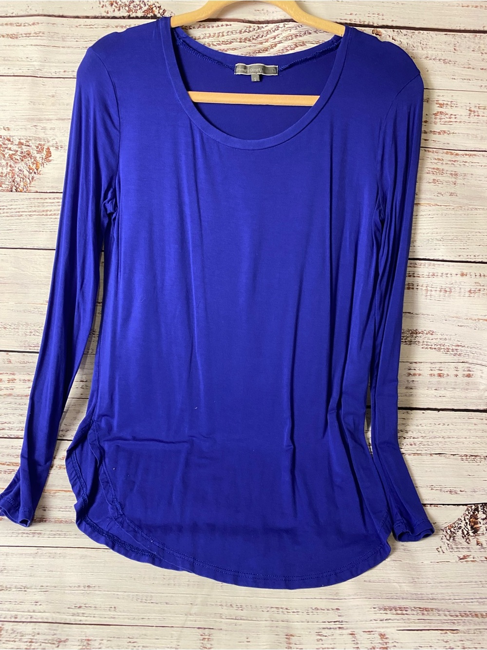 Emma’S Closet Long Sleeve Scoop Neck Top in Cobalt Blue Sz-S